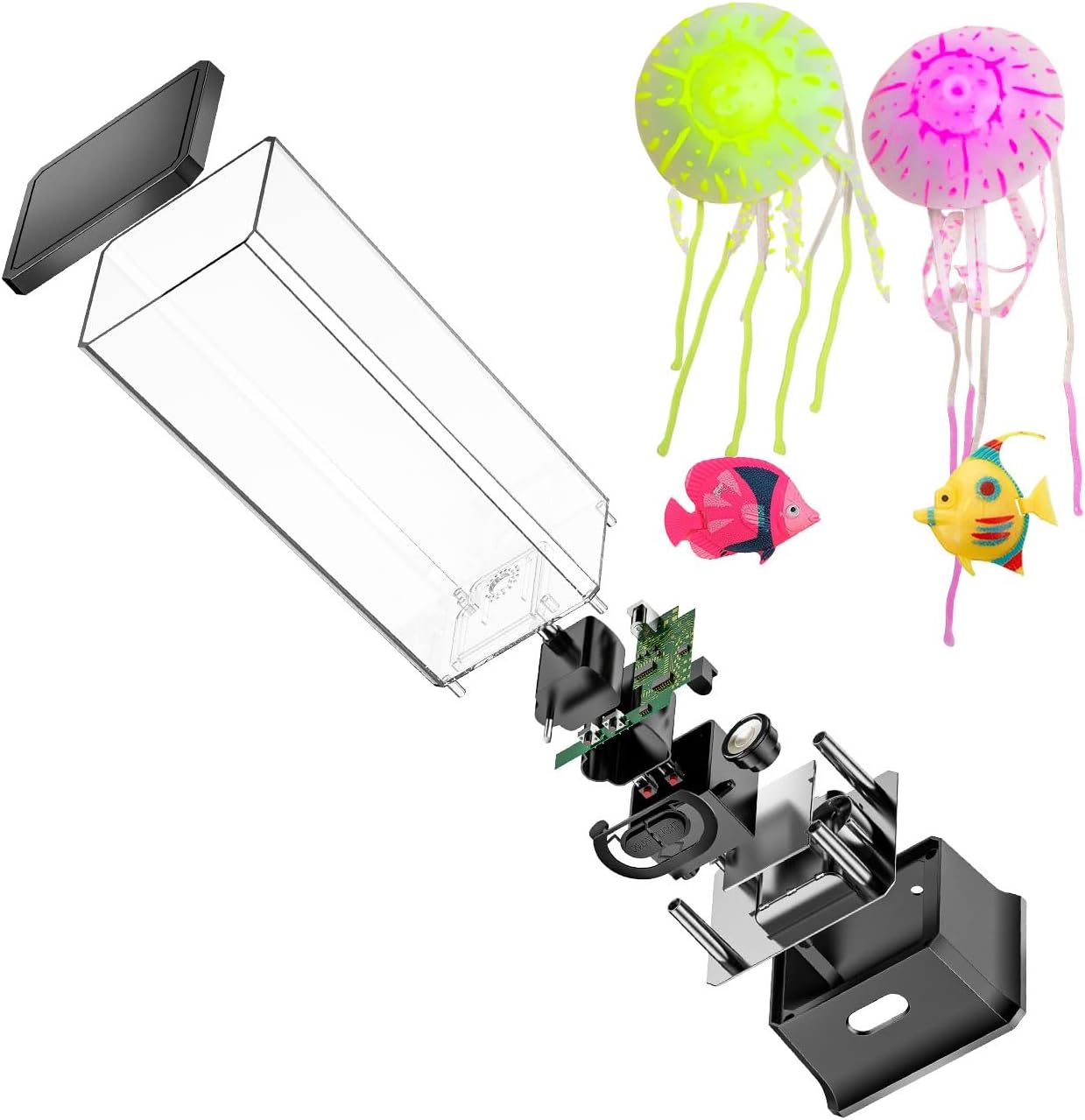 Electric Jellyfish Tank Table Lamp with Color Changing Light Gift for Kids Men Women Home Deco for Room Mood Light for Relax(Black)