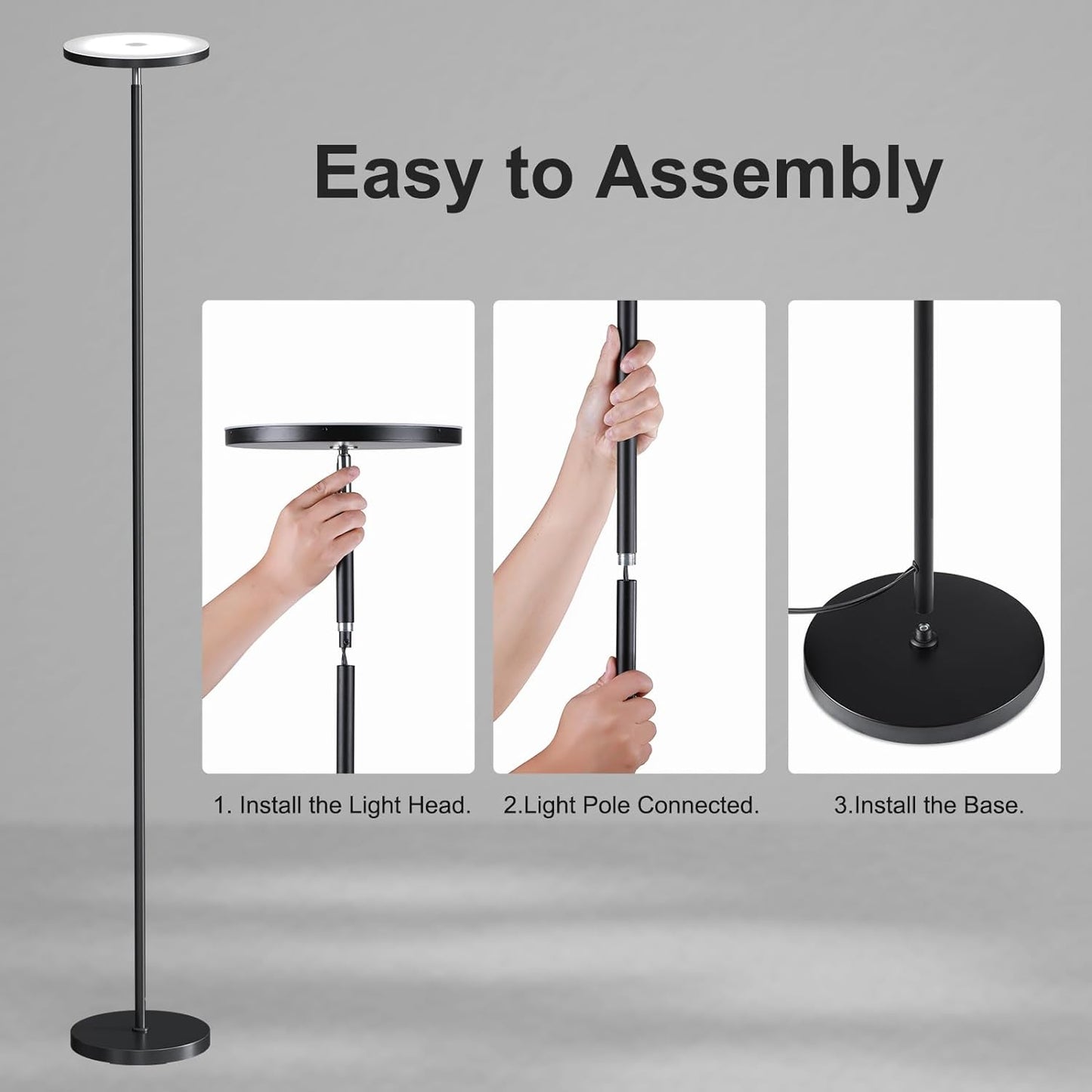 Floor Lamps for Living Room, 32W/3000LM Super Bright LED Floor Lamp with Remote Control, 69" Tall Standing Lamp with Stepless Dimmable, Modern Torchiere Corner Lamp for Bedroom, Office